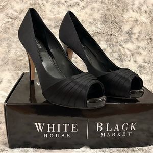White House Black Market London Satin Evening Heels Size 7.5
